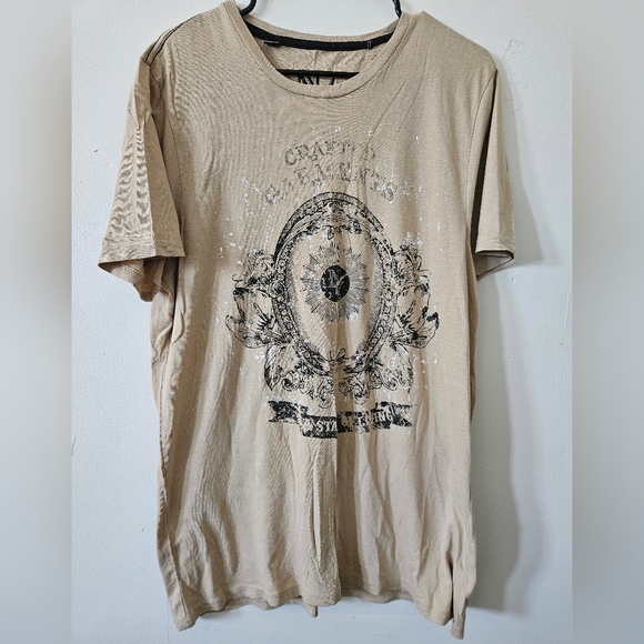 Nevada Tee shirt T-shirt a state of living crafted garments beige top mens large - Picture 1 of 9